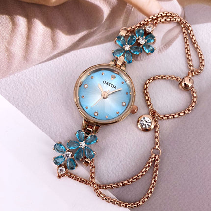 Vroue se Pragtige Diamantbesaaide Armbandhorlosie