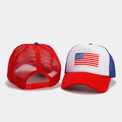 Red And Blue Contrast Mesh Breathable Space Cotton Baseball Cap