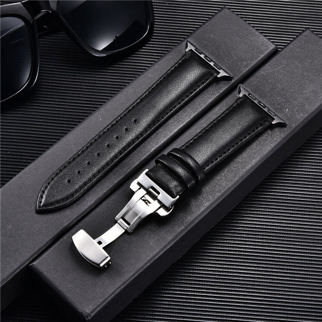 Suitable For Watch First Layer Leather Butterfly Buckle Strap