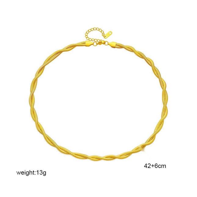 Eenvoudige Neutrale Geweefde Gedraaide Vergulde Halssnoer Armband