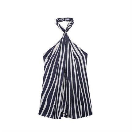 European And American Style Striped Halter Top Loose Trousers