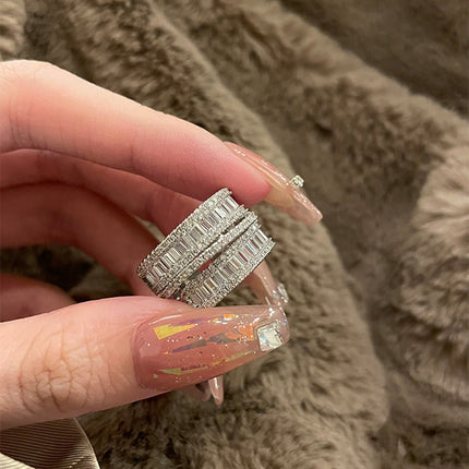 Real Gold Electroplated Diamond Flower Pattern Retro Temperament Index Finger Ring