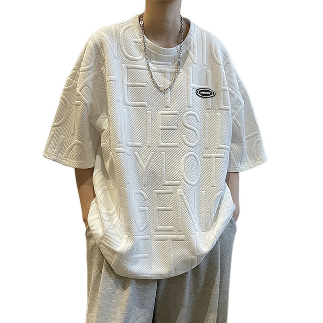 Summer Three-dimensional Letter Men's Short Sleeve Retro Loose