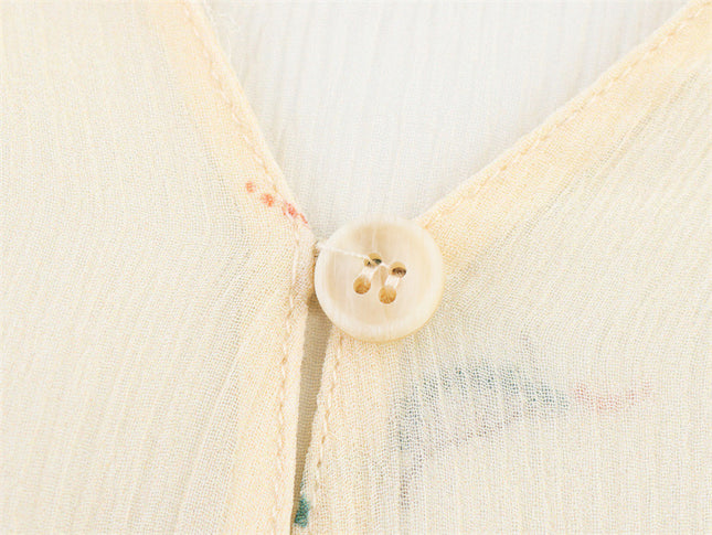 Spring And Summer Ethnic Style Floral Printed Silk Printed Shirt