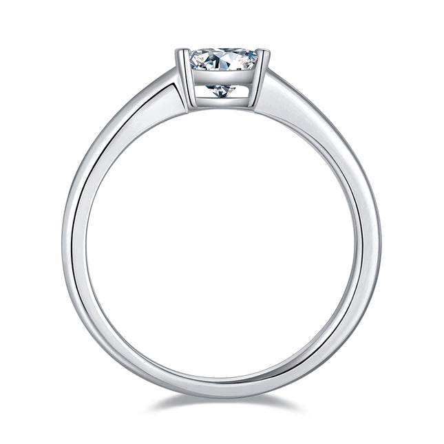 Square Moissanite Set With Top-quality Moissanite Luxury And Fashionable Light Luxury Jewelry Silver Ring S925 Silver Electroplated With Platinum