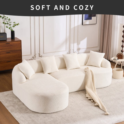 LY-022 GRIJS KOMPRESSIESOFA Kombinasie Rusbank Met 3-sitplek, Houtgraan Chenille Stof, Volle Spons Kompressiesofa, Gekombineerde Sofa Met 4 Kussings Vir Sitkamer Meubels Woonstel