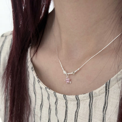 S925 Silwer Nis Soet Kleur-Diamant Sleutelbeen-Halsketting