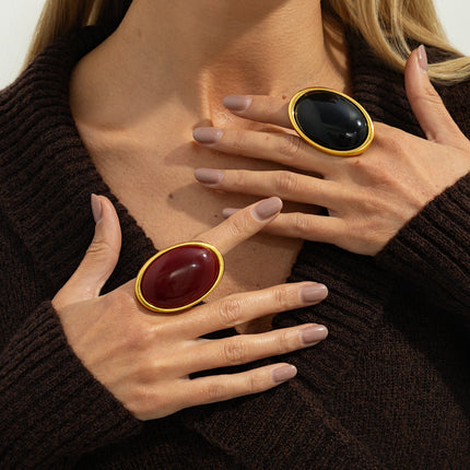 Nuwe Oordrewe Metaal Vintage Ingelegde Edelsteenring, Gepersonaliseerde Soet & Koel Premium Verstelbare Oop Ring