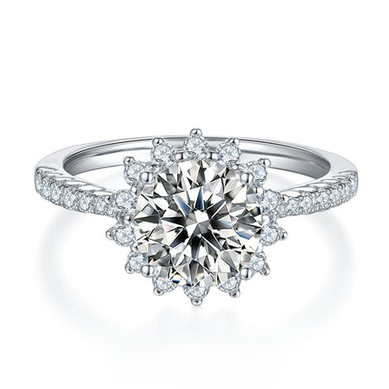 ’n Luukse en Modieuse Ligte Luukse Juweliersware S925 Platina-geplateerde Silwer Ringstel van 2 karaat met Topgehalte Moissanite