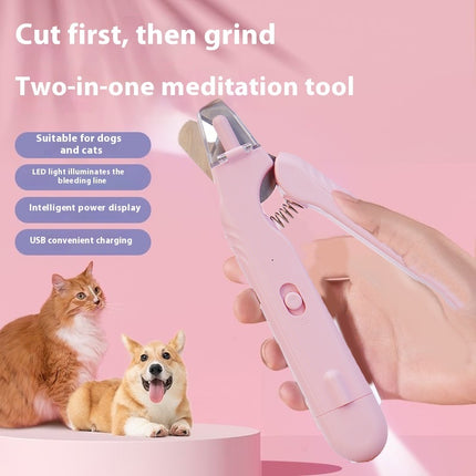 Pet Led Nail Clippers Type-c Rechargeable Nail Polish Scissors Two-in-one