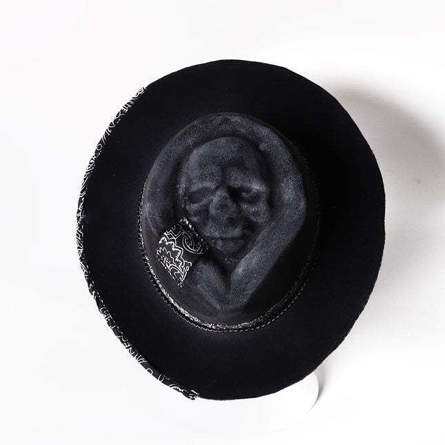 Halloween New Handmade Skull Hat Felt Denim Hat