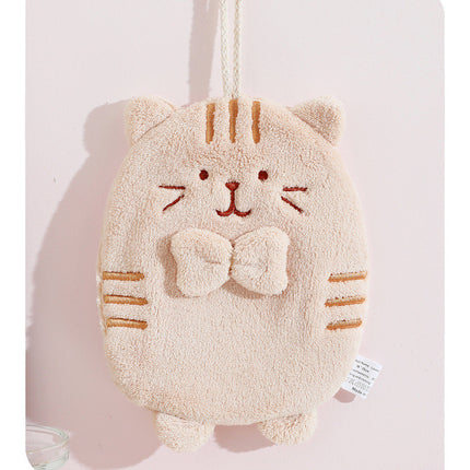 Hand Towel Hanging Cute Kitten Absorbent Lint-free Household Kitchen