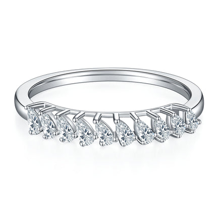 A Luxurious And Fashionable Light Luxury Jewelry Silver Ring Set With Top-quality Moissanite, S925 Silver Plated With Platinum