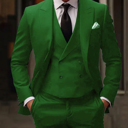 Green Plus-sized Foreign Trade Three-piece Groom Best Man Suit