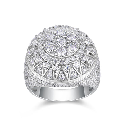 Men's Letter H Set With Top-quality Moissanite Luxury And Fashionable Light Luxury Jewelry Silver Ring S925 Silver Plated Platinum