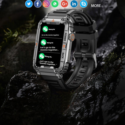 KR88 Bluetooth-oproep 1,57-duim stemassistent hartklop bloed suurstof monitor multi-sport slimhorlosie