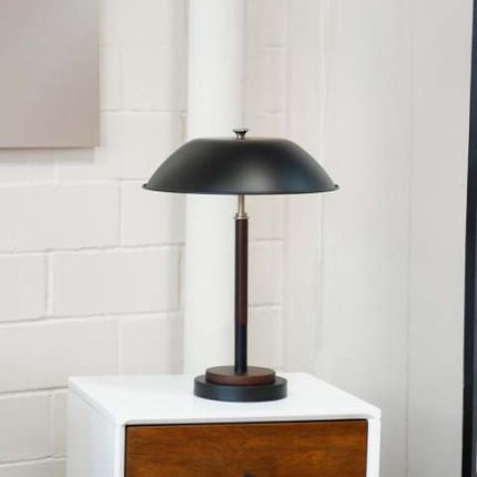 Hoë Kwaliteit Hotel Europese Moderne Bedkassie Dekor Lig Led Tafel Lamp, Cosmiclume Swart Sambreelvormige Tafellamp - Okkerneuthout - Brons 110V