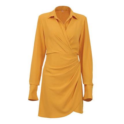 V-neck Sexy Irregular Commuter Long Sleeve Dress