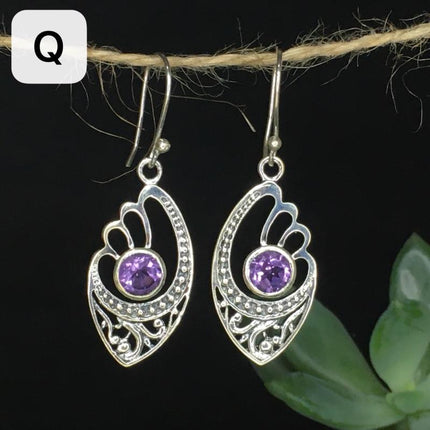 Sterling Silwer Natuurlike Kristalle Vintage Etniese Feetjie Druppeloorbelle