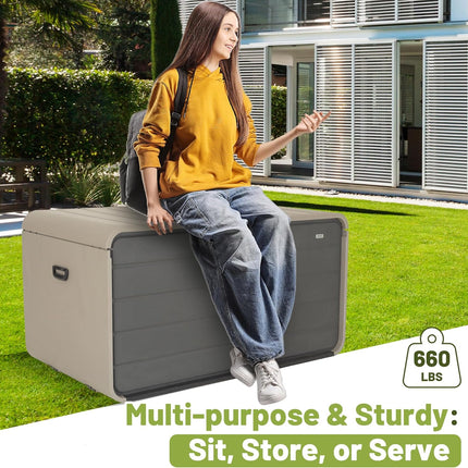 Resin Deck Box 160 Gallons, Large Heavy-Duty Outdoor Storage Box, Lockable & Waterproof Patio Outside Storage Box For Patio Furniture, Tools, Pool Supplies