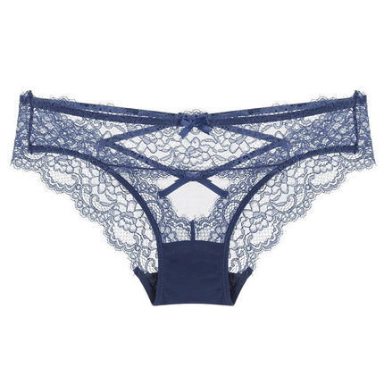 Cross Hollow Girl Transparent Low Waist Women's Briefs Breathable