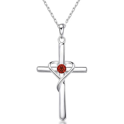Paasfees Hartvormige Kruis Diamantbesaaide Hanger Halssnoer Vir Vroue