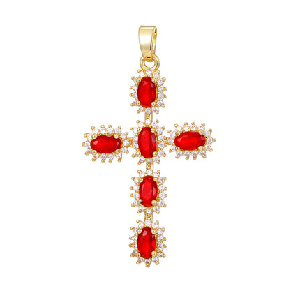 Fashionable Personalized Cross Pendant With Colorful Zircon