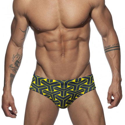 Men's Woven Pattern Printed Triangular Swimming Trunks