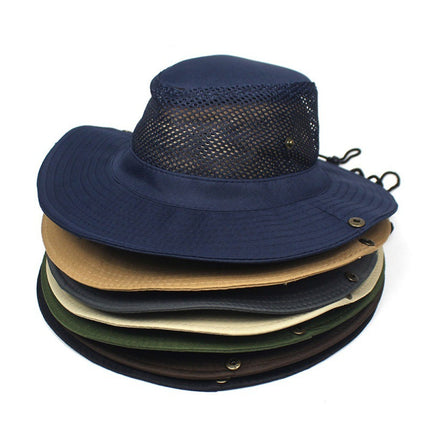 Patchwork Mesh Breathable Bucket Hat Fishing Cycling Windproof Sun Protection Foldable