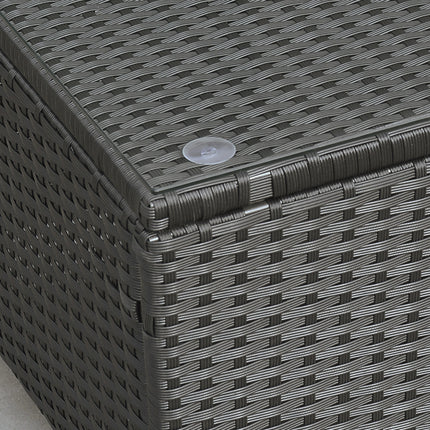 Patio Coffee Table, Large Side Table, Hand-Woven PE Rattan, Weather Resistant Wicker, Outdoor Furniture for Garden Black