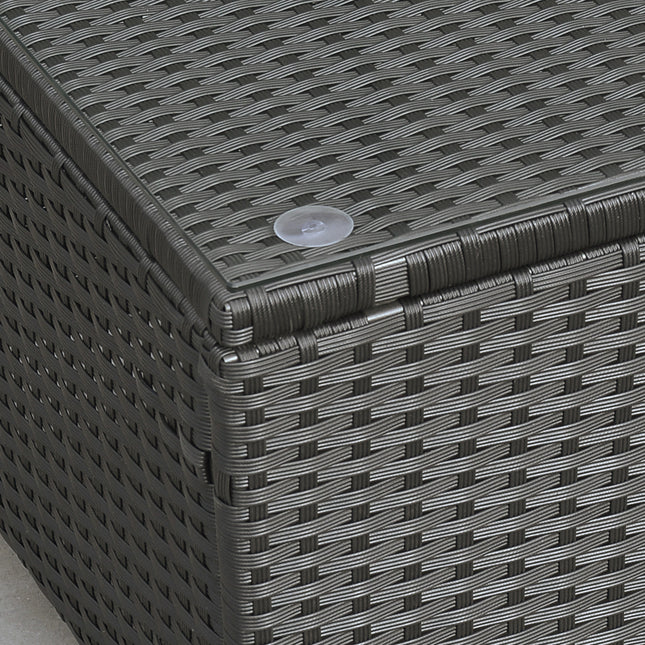 Patio Coffee Table, Large Side Table, Hand-Woven PE Rattan, Weather Resistant Wicker, Outdoor Furniture for Garden Black