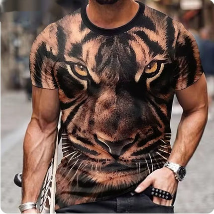 Fashion Personality Fierce Lion Printing 3d T-shirt Men