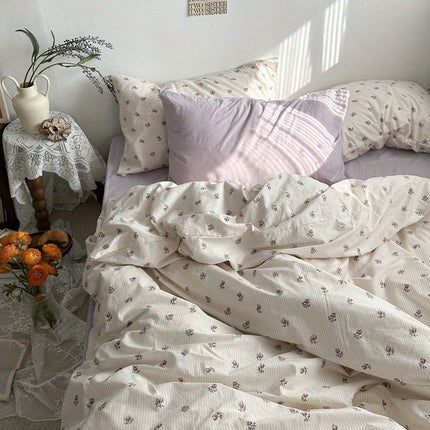 Soft Washed Cotton Bedding Four-Piece Set College Dorm Bed Sheet And Duvet Cover Three-Piece Set