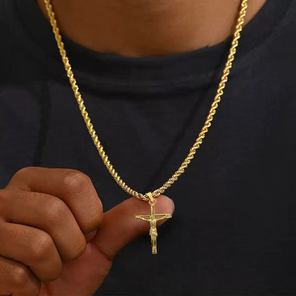 Cross Pendant Necklace Plated With Real Gold, Not Easy To Fade