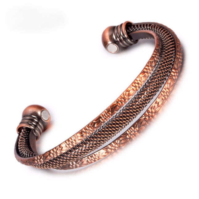 Retro Rooikoper Modieuse Veelsydige Hol Oop Damesarmband