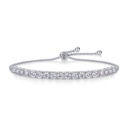 Hierdie luukse en modieuse ligte luukse juweliersware silwerarmband, gemaak van S925-silwer geëlektroplateer met platinum, is geset met topgehalte moissanite.