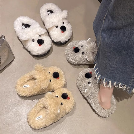 Scrawl Puppy Herfs Warm Toegemaakte Toon Binnenshuise Tuis Katoen Pantoffels