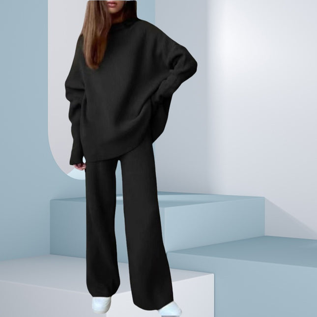 Long Sleeve Wide Leg Pants Fashion Loose High Collar