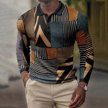 Men's 3D Printing Casual Retro Long Sleeve Top