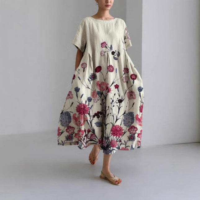 Fashionable High-end Short Sleeved Printed Dress