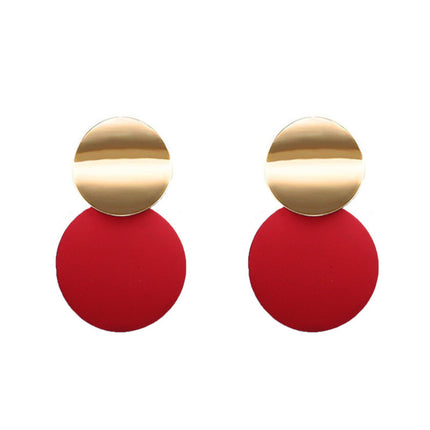 New Fashion High Sense Creative Asymmetric Size Round Metal Earrings