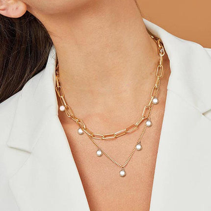 Multilayer Trend Elegant Jewelry Long Snake Chain Crystal