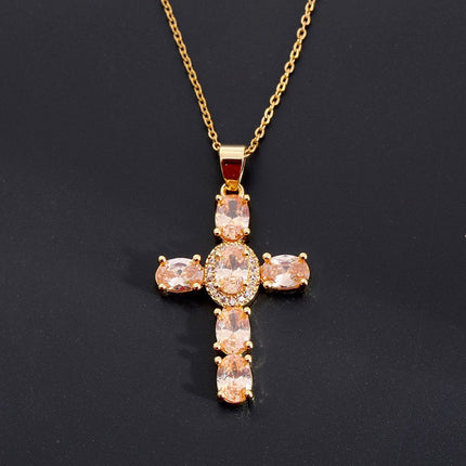 Fashionable Personalized Cross Pendant With Colorful Zircon