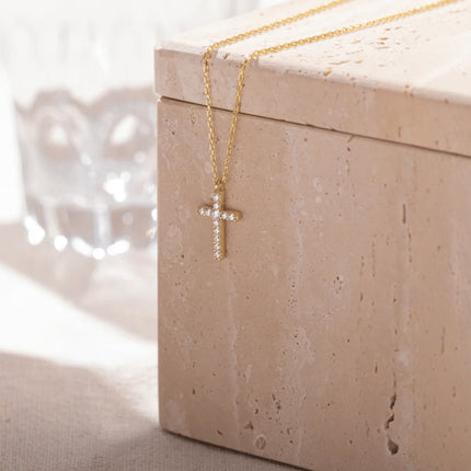 Kruis Vol Diamante Vroue Sleutelbeenketting Goue Hangertjie Meisies Halssnoer