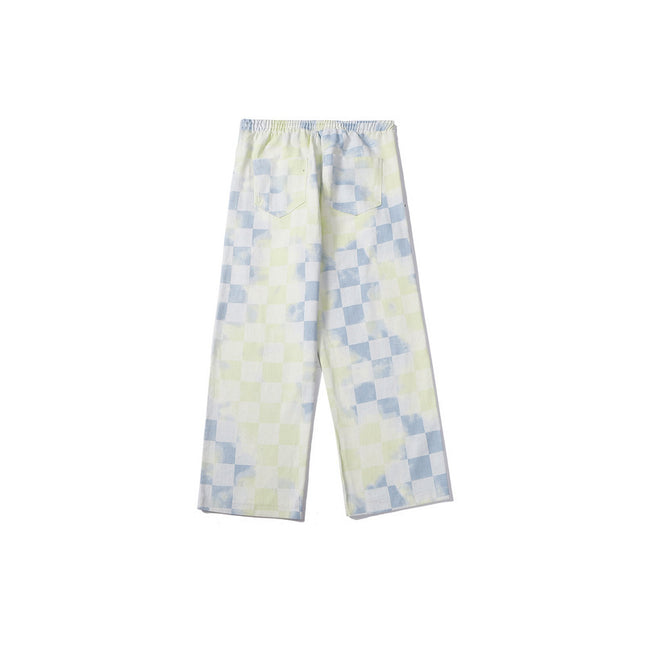 Men's And Women's Loose Straight Plaid Gradient Casual Trousers