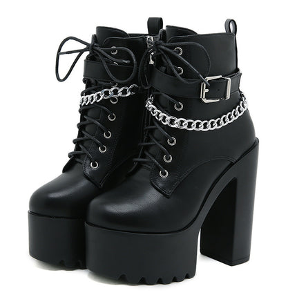 Platform Booties Women's High Heel Chunky Heel Martin Boots
