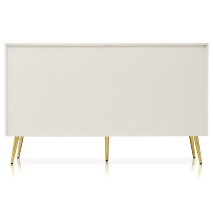 Buffetkas Vir Sitkamer, Laaikas Met 2 Deure En 3 Laaie, Verstelbare Rak, Roomwit, 40D X 140W X 84H CM