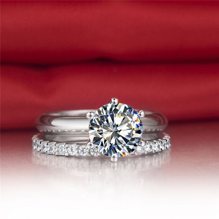 925 Silwer Vergulde Sesklou-ring Met Mossaniet Vroulike T Koolstof Diamant
