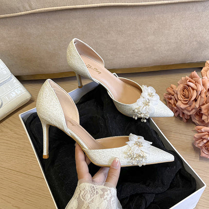 Dames Alle-pas Hoëhak-stiletto Punttoon Strikhouers Blomme-sandale