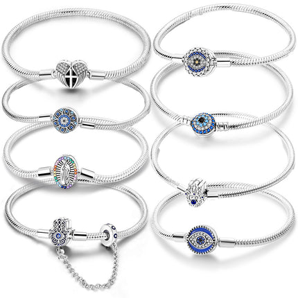 Koperbedekte Silwer Kruis Slangskakelarmband